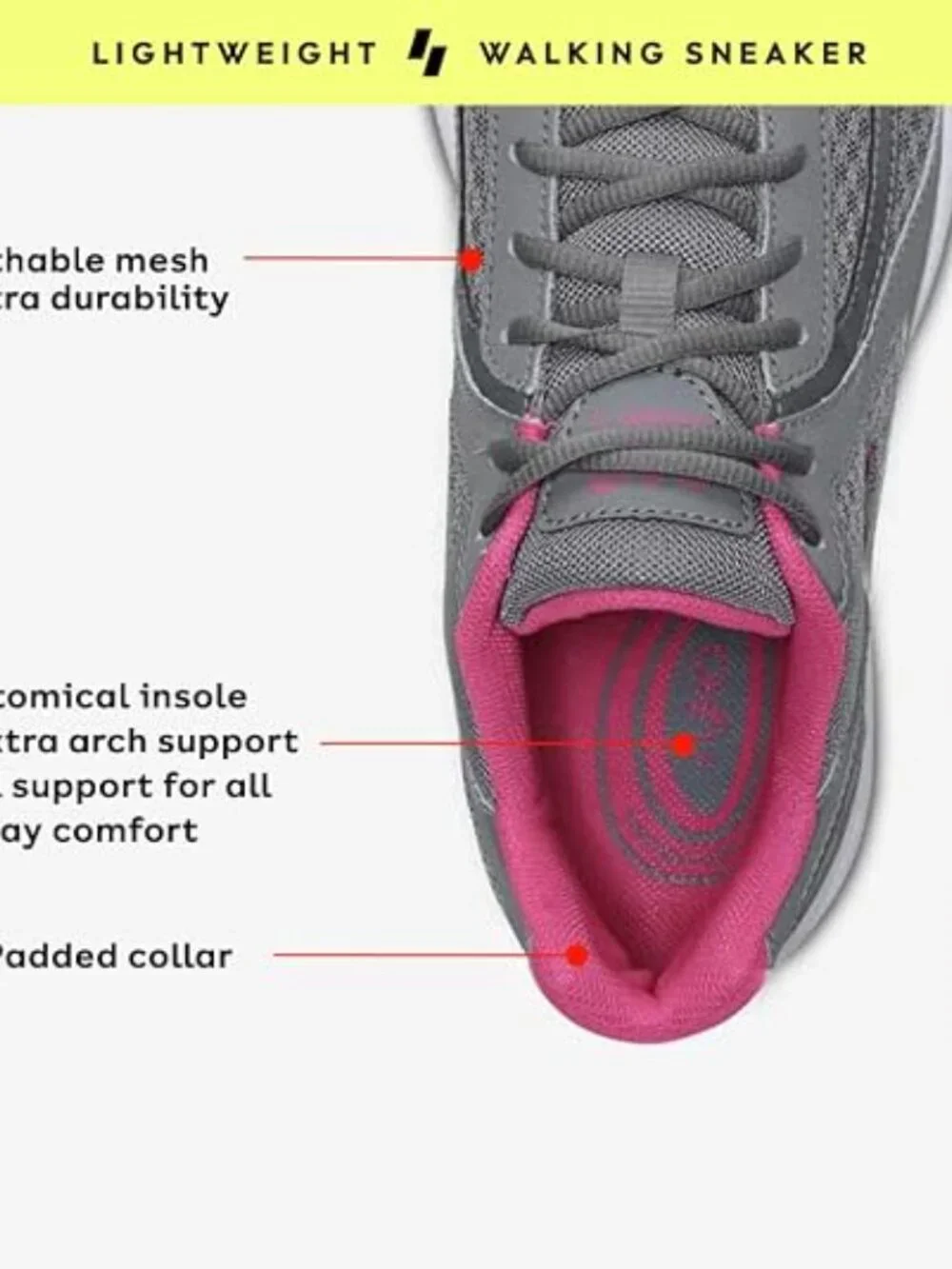 Ryka Women's Dash 3 Walking Shoe Size 7.5 wide Gray and Pink
